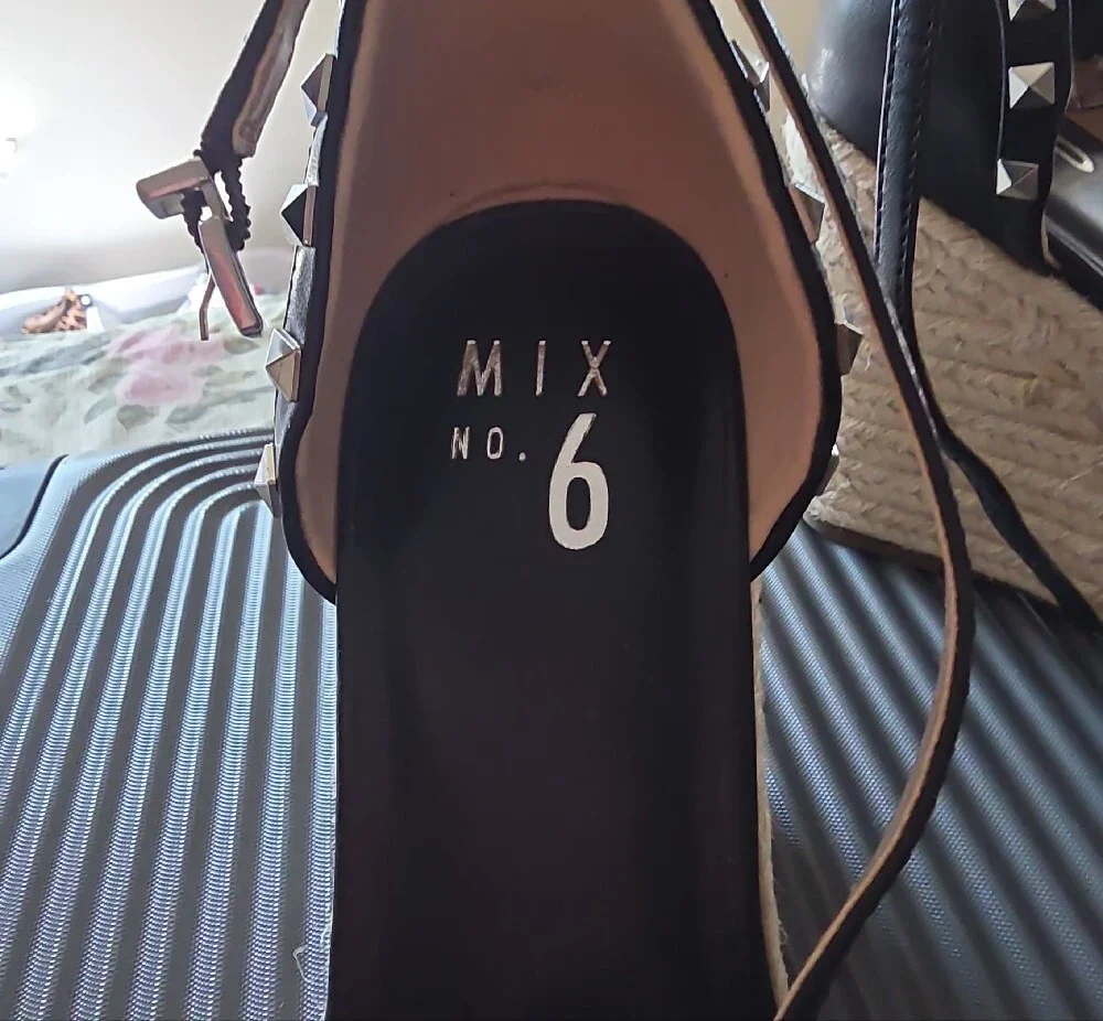 Mix No. 6 Black Studded Espadrille Wedge Sandals